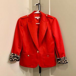 NY&C Red/Orange Blazer (Leopard Print Lining) - 6